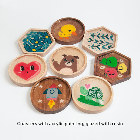 Natural Wooden Coaster Base - Set of 2 or 6