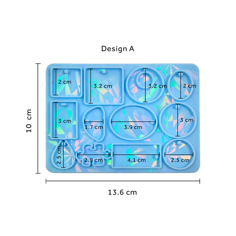 Iridescent Assorted Geometric Pendants Silicone Mould - No Drill