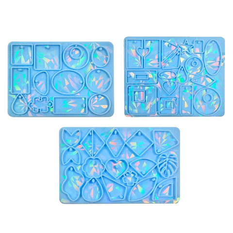 Iridescent Assorted Geometric Pendants Silicone Mould - No Drill
