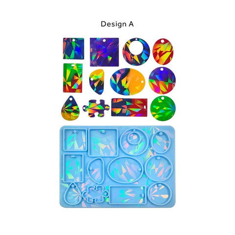 Iridescent Assorted Geometric Pendants Silicone Mould - No Drill