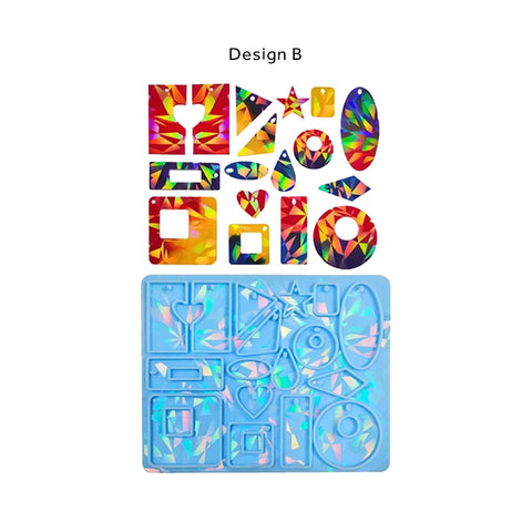 Iridescent Assorted Geometric Pendants Silicone Mould - No Drill