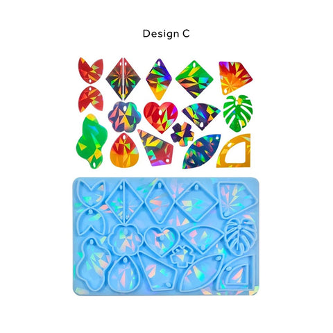 Iridescent Assorted Geometric Pendants Silicone Mould - No Drill