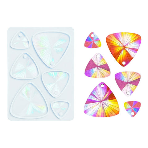 Iridescent Triangle Pendants Silicone Mould - No Drill