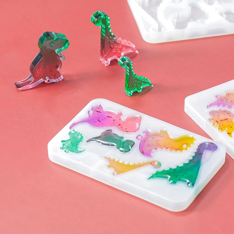 Embossed Dinosaurs Silicone Moulds - No Drill - Set of 2