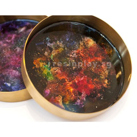 Round Brass Tone Stainless Steel Tray