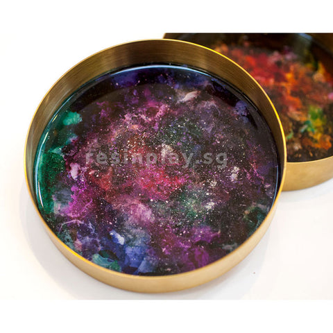 Round Brass Tone Stainless Steel Tray