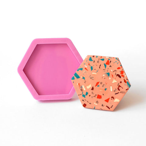 Handmade Hexagon Coaster Silicone Mould for Casting Concrete or Jesmonite