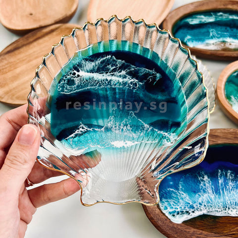 Glass Seashell Dish with Gold Trim