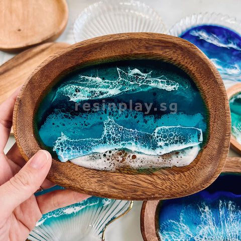Natural Acacia Wood Pebble Dish
