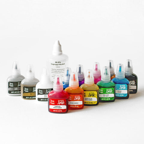Brea Reese Alcohol Inks - Box Set of 13 Colours with Blending Solution