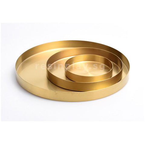 Round Brass Tone Stainless Steel Tray