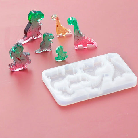 Embossed Dinosaurs Silicone Moulds - No Drill - Set of 2