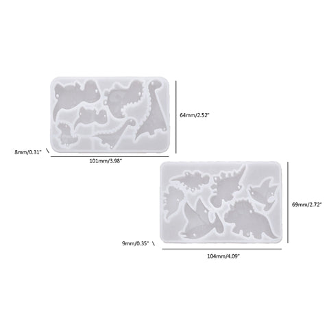 Embossed Dinosaurs Silicone Moulds - No Drill - Set of 2