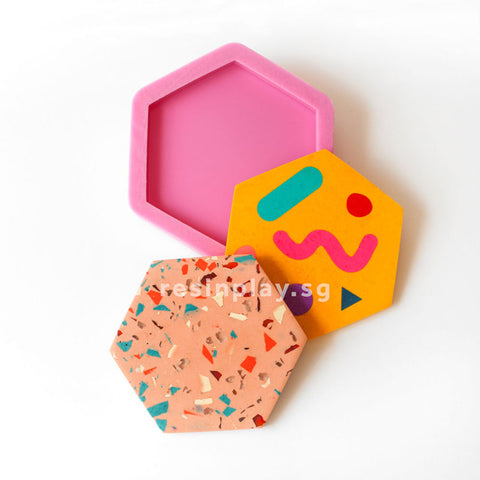 Handmade Hexagon Coaster Silicone Mould for Casting Concrete or Jesmonite