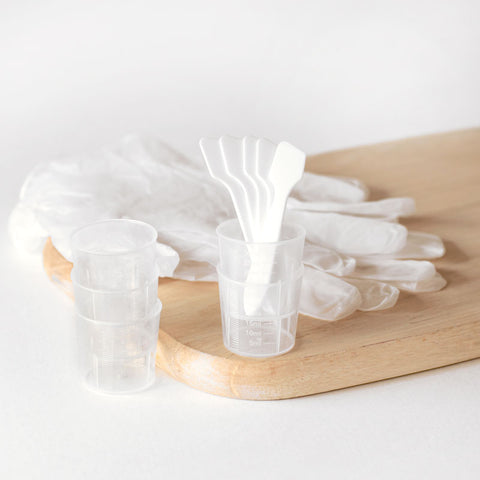 Reusable Mini Tool Kit of Mixing Cups with Measurements, Stir Sticks & Gloves - Set of 14 or 50