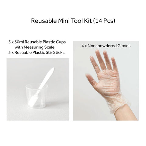 Reusable Mini Tool Kit of Mixing Cups with Measurements, Stir Sticks & Gloves - Set of 14 or 50