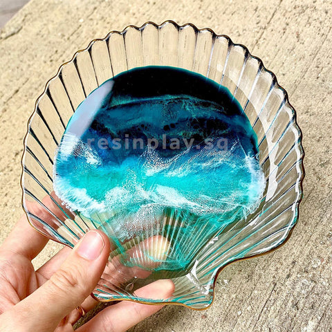 Glass Seashell Dish with Gold Trim