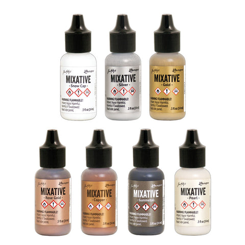 Tim Holtz Ranger Alcohol Inks - White & Metallic Mixatives (14.8ml)