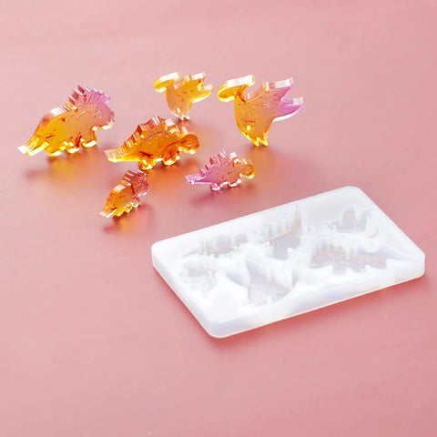 Embossed Dinosaurs Silicone Moulds - No Drill - Set of 2