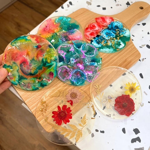 SAMPLE SALE - Alcohol Ink & Flower Resin Coasters