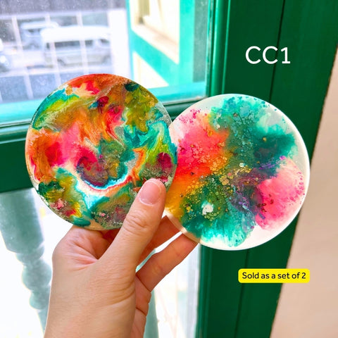 SAMPLE SALE - Alcohol Ink & Flower Resin Coasters