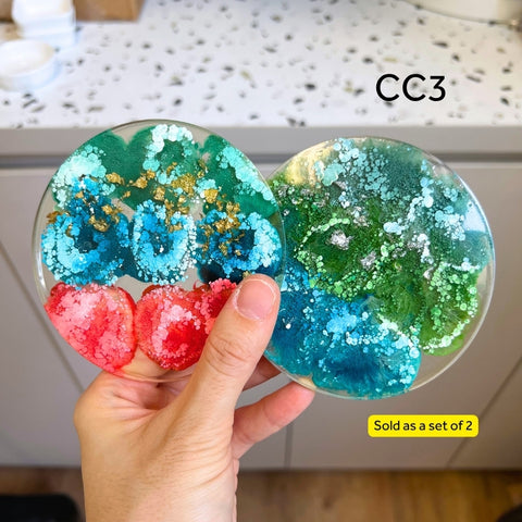 SAMPLE SALE - Alcohol Ink & Flower Resin Coasters