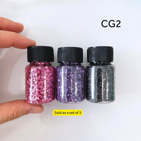 SAMPLE SALE - Set of 3 Crushed Glass