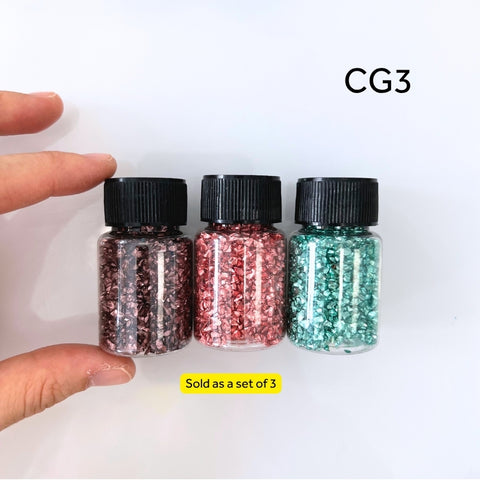 SAMPLE SALE - Set of 3 Crushed Glass