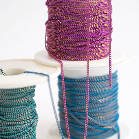 Enamel Coated 1.5mm Curb Brass Chain (Sold Per Metre)