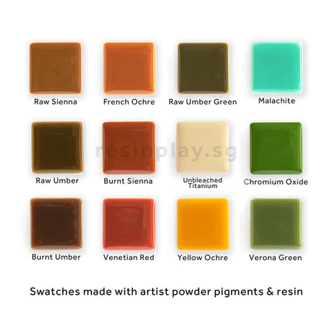 Artist Powder Pigment Set for Resin Art & Jesmonite - Set of 12 Earth Tone Colours