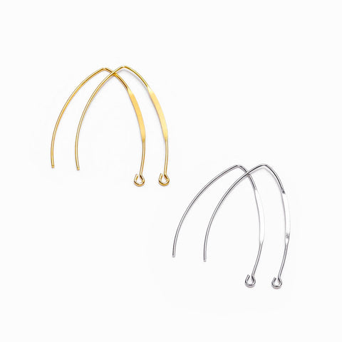 Lead-free & Nickel-free Marquise V-shaped Wire Earring Hooks (20 Pcs)
