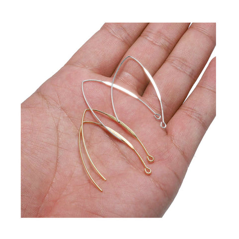 Lead-free & Nickel-free Marquise V-shaped Wire Earring Hooks (20 Pcs)