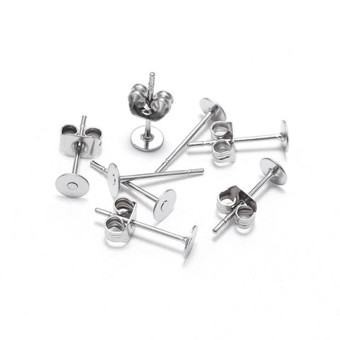 Stainless Steel Earring Posts and Backs (100 Pcs)