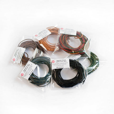 Vegetable-Tanned Round Leather Cords for Jewellery (1.5mm) - 5 meters