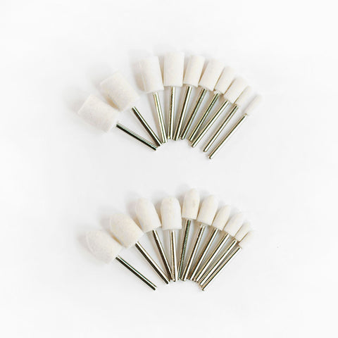Wool Felt Mounted Mandrel Set For Finishing Polymer Clay (Compatible With Our Jewellery Hand Drill)