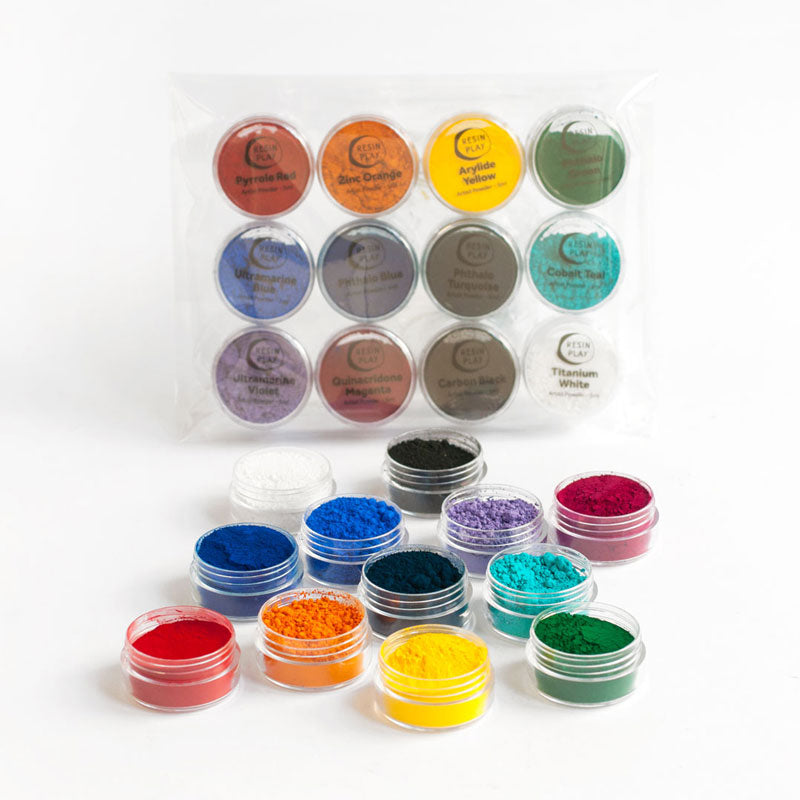Artist Powder Pigment Set for Resin Art & Jesmonite - Set of 12 Basic ...