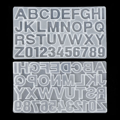 Large Alphabet 26 Letters & Numbers Silicone Mould - Back Facing