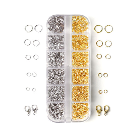 Jump Rings & Lobster Clasps Jewellery Findings Kit - Set of 2 colours (1200 Pcs)