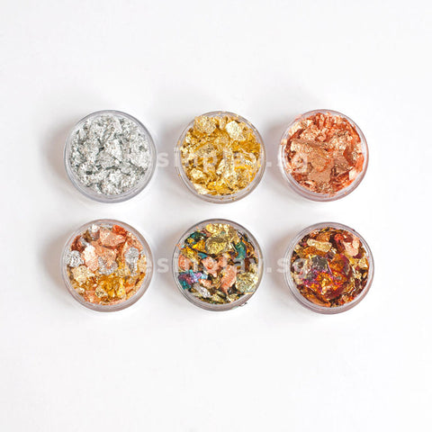 Metal Leaf / Decorative Gilding Flakes - Set of 6 Colours