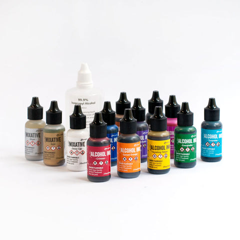 Tim Holtz Alcohol Inks - Box Set of 13 Colours with Blending Solution